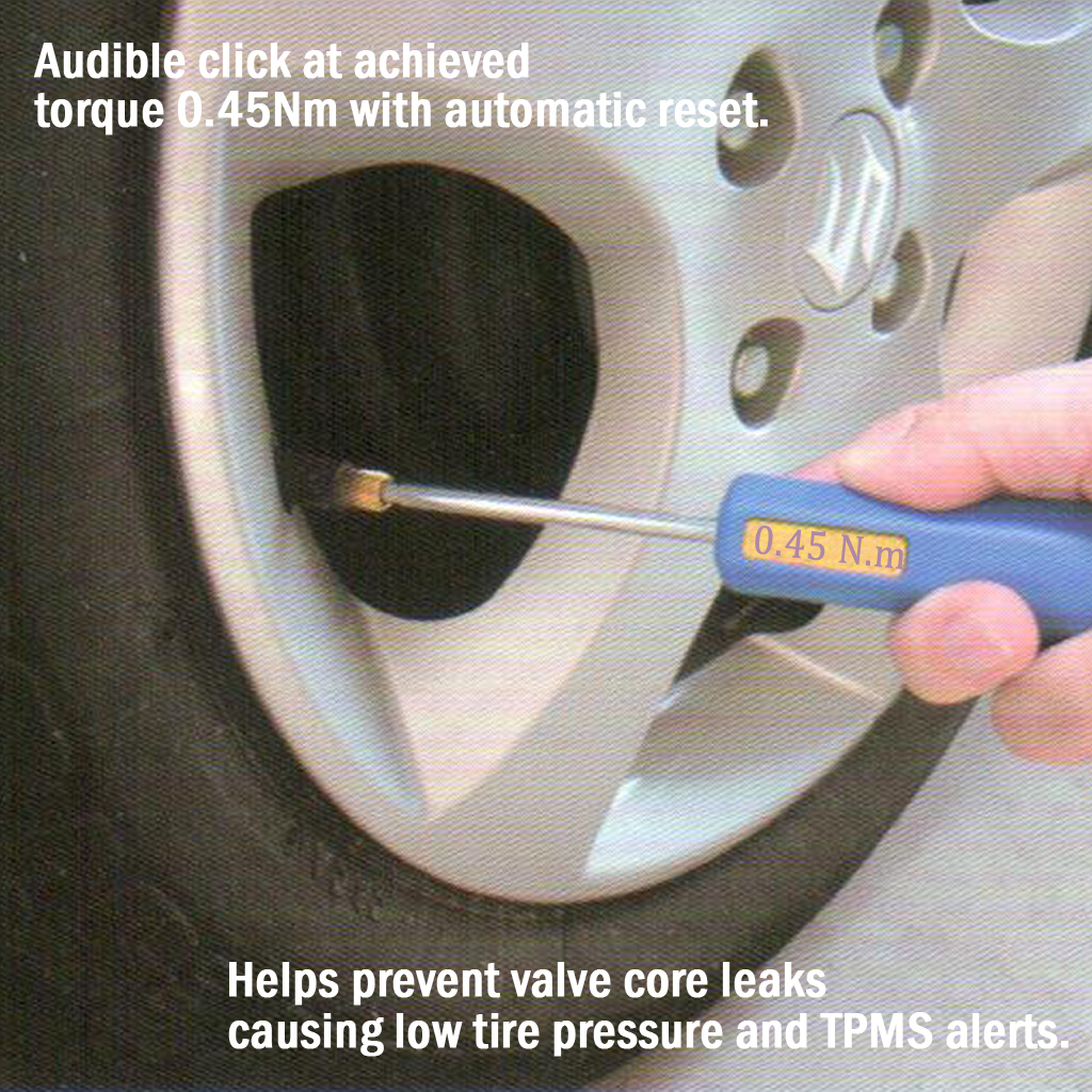 Fit Tools Tyre Valve Core Auto Click Torque Remover / Installer Screwdriver 0.45nm (4 In-lbs)