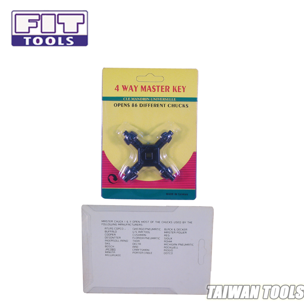 Fit Tools Universal 4-way Drill Chuck Master Key (4 Sizes)