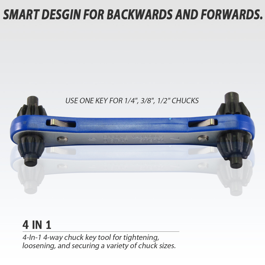 Fit Tools 4 Way Drill Chuck Master Key Ratchet Wrench