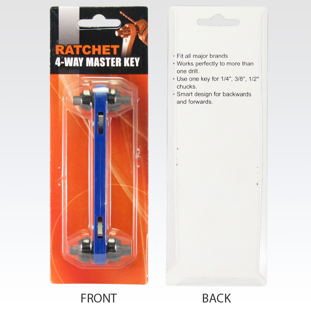 Fit Tools 4 Way Drill Chuck Master Key Ratchet Wrench