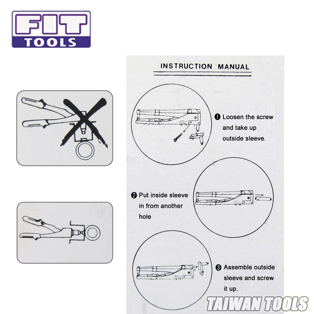Fit Tools Hand 2 Way Horizontal Or Vertical Riveter With 60 Rivet