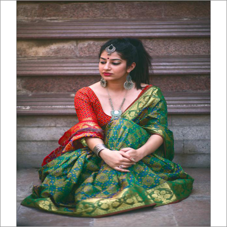 Ladies Fancy Designer Saree - Rayon Material, Printed Pattern, Green Color | Luxurious Comfort With Decorative Motifs