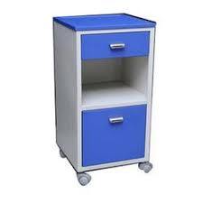 Deluxe Bed Side Hospital Locker - Stainless Steel, 230 Volt Power Supply, Blue and White Finish | Ideal for Patient Care
