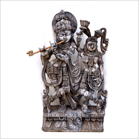 Wooden Radha Krishna Statue