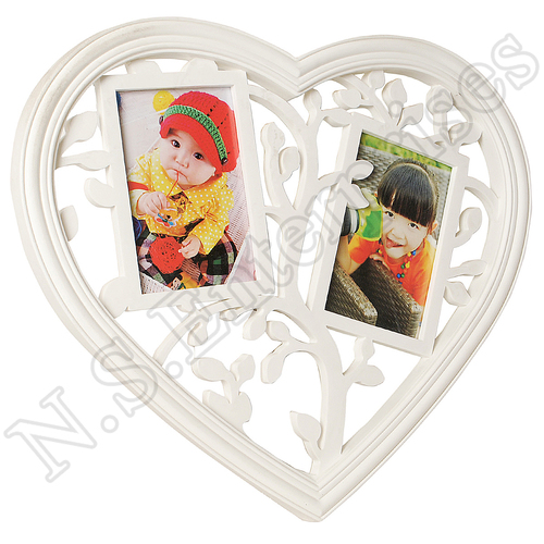 CF-24 Collage Frame - Plastic Material, Heart Shape, White Color | Perfect for Creating Cherished Photo Displays