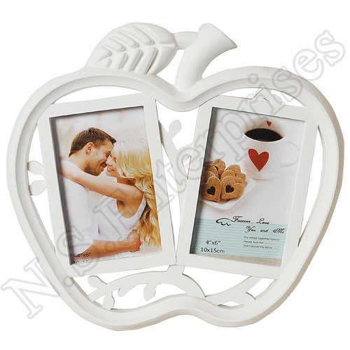 CF-33 Collage Frame - Plastic, Apple Shape, White | Ideal for Collage Photos, Stylish Home Decor Solution