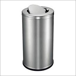 SS Dustbin - 10 Liters, 25cm x 30cm Polished Stainless Steel | Swing Lid, Anti-Corrosive, Easy to Clean, Silver Finish