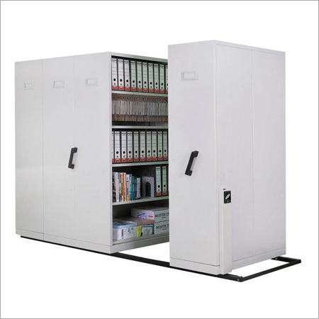 Mobile Compactor - Steel, Customizable Dimensions, Grey Color | 1000 Lbs Weight Capacity, Adjustable Shelves, Ball Bearing Track System, Key Lock Mechanism