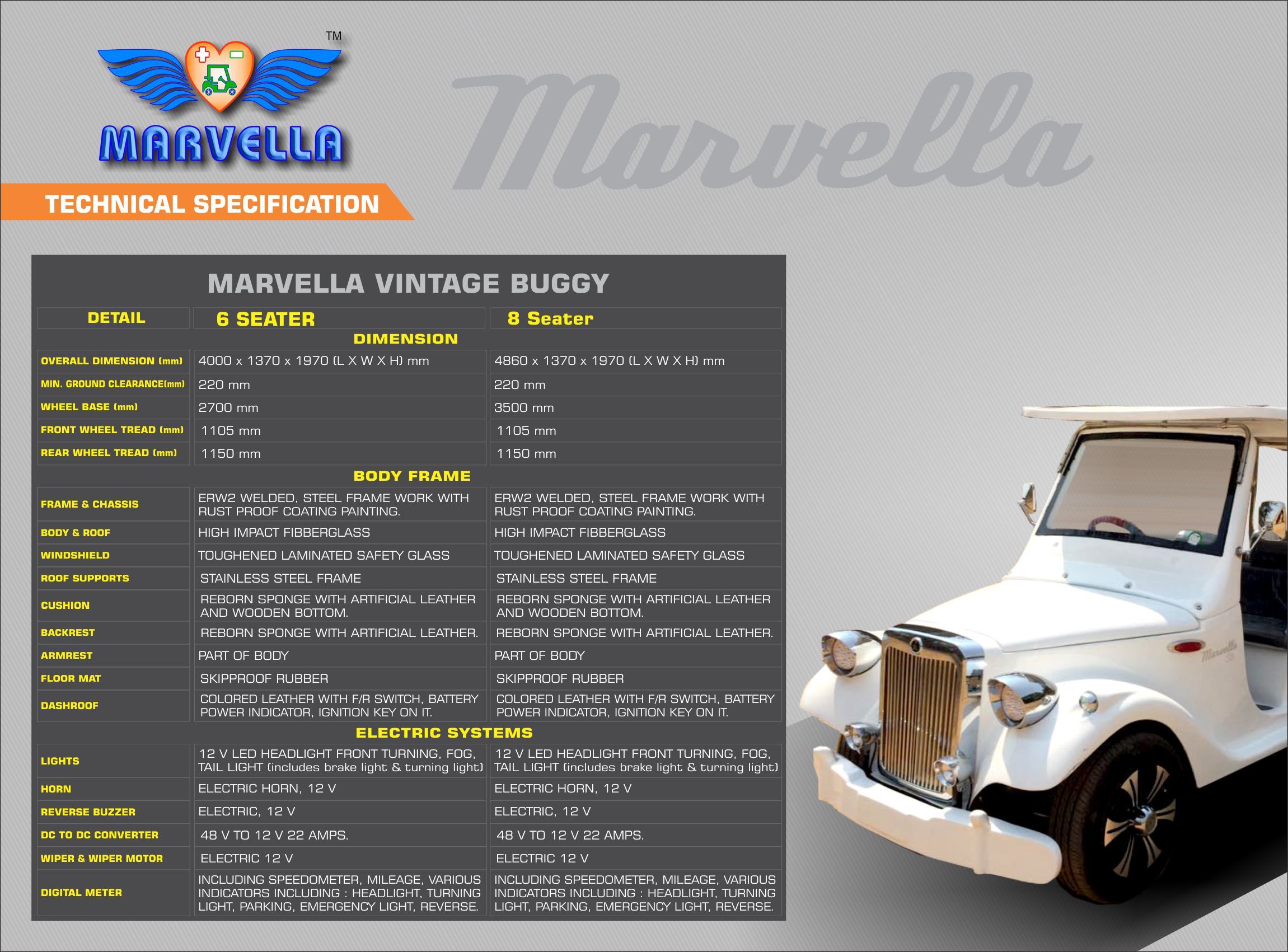 Golf Cart - Electric, 2-seater, 500 Kg, Yellow | Comfortable Seats, Modern Design, Smooth Driving, Safe Operation, Top Speed 25 Mph