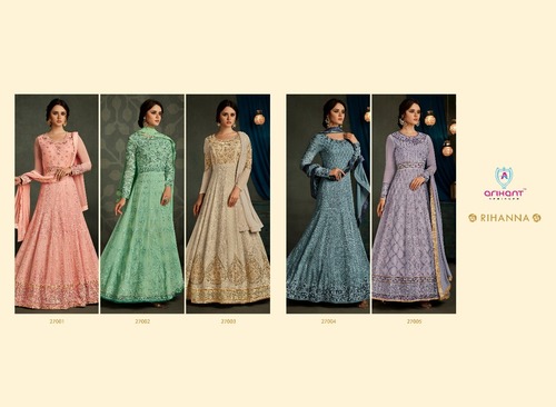 इंडियन मल्टी कलर कराची स्टाइल एम्ब्रॉयडरी कॉटन ड्रेस