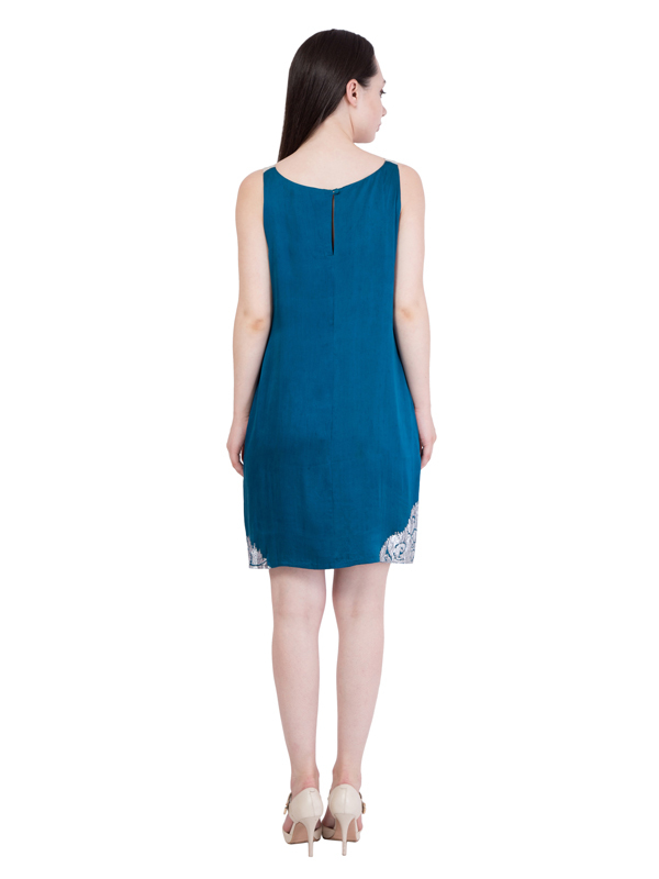 Dress - Polyester, 36 Inches, Teal | Stylish Design, Comfortable Fit, Elegant Look, Sleeveless, Soft Fabric, Perfect Length