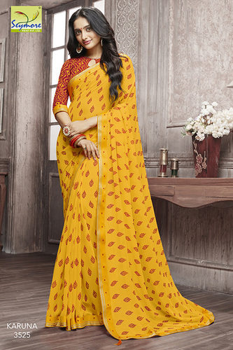 Yellow Georgette Saree