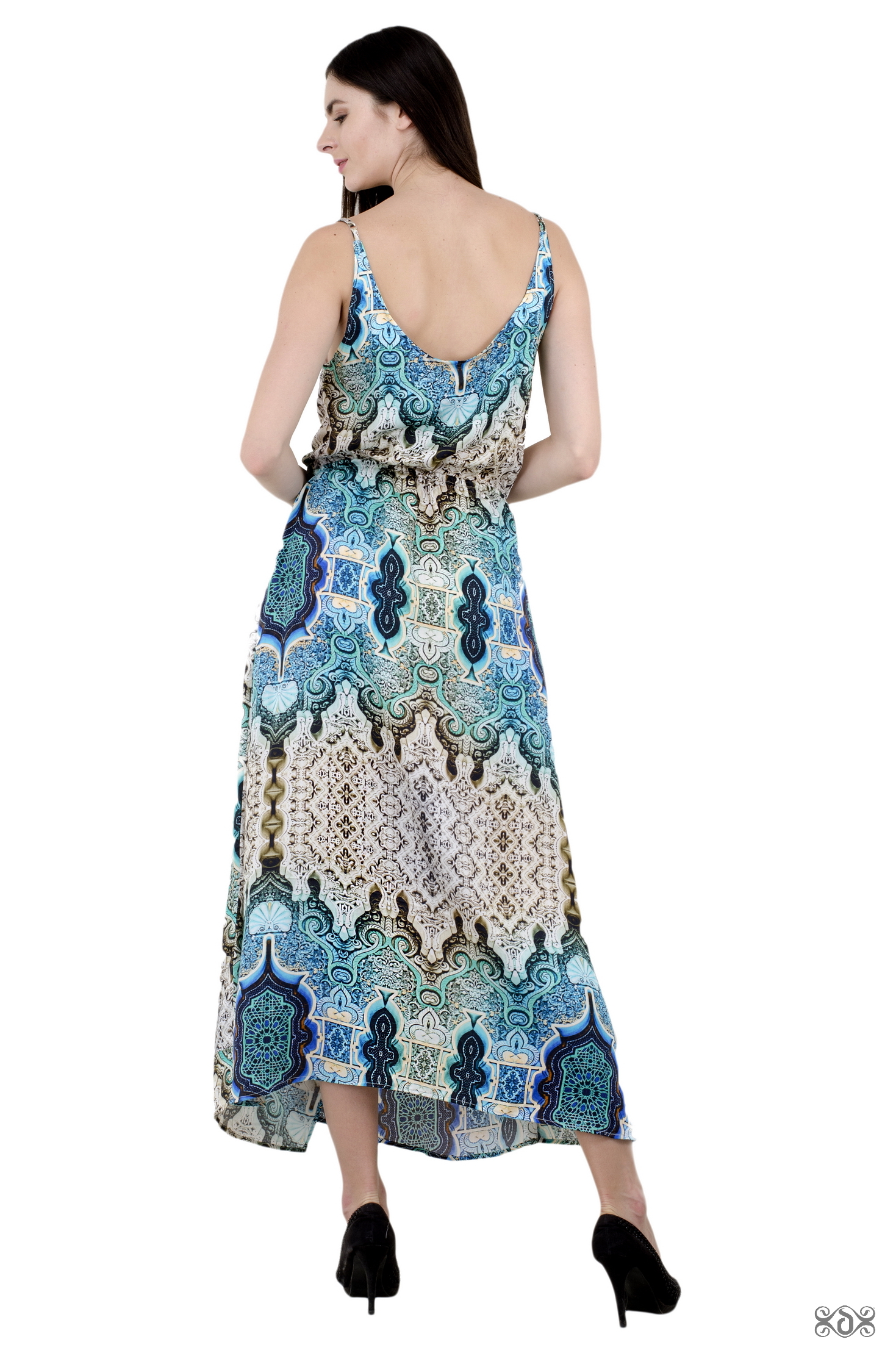 Devarshy Printed Long Cotton Spaghetti Dress Bust Size: 44 Inch (In)