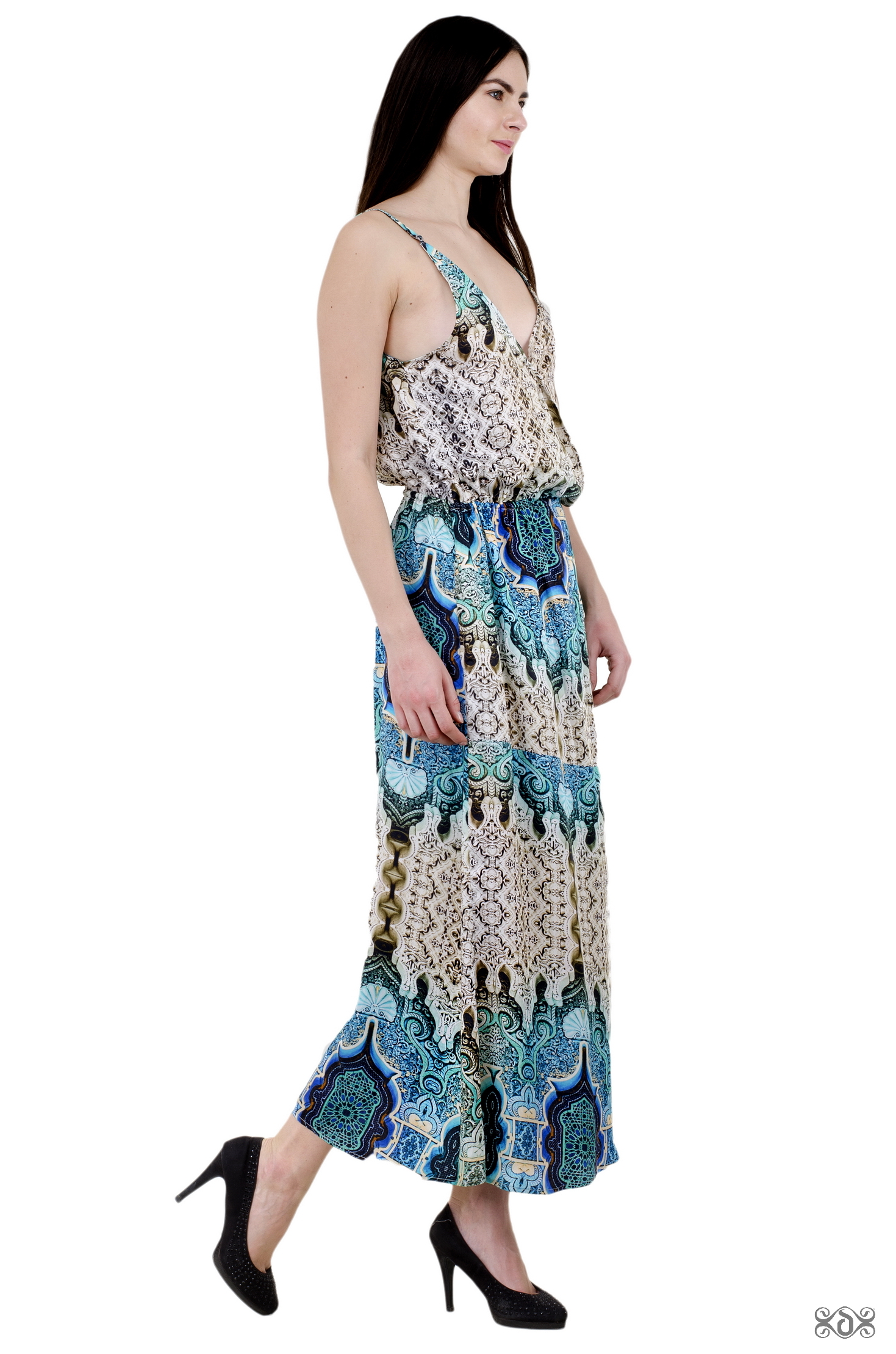 Devarshy Printed Long Cotton Spaghetti Dress Bust Size: 44 Inch (In)