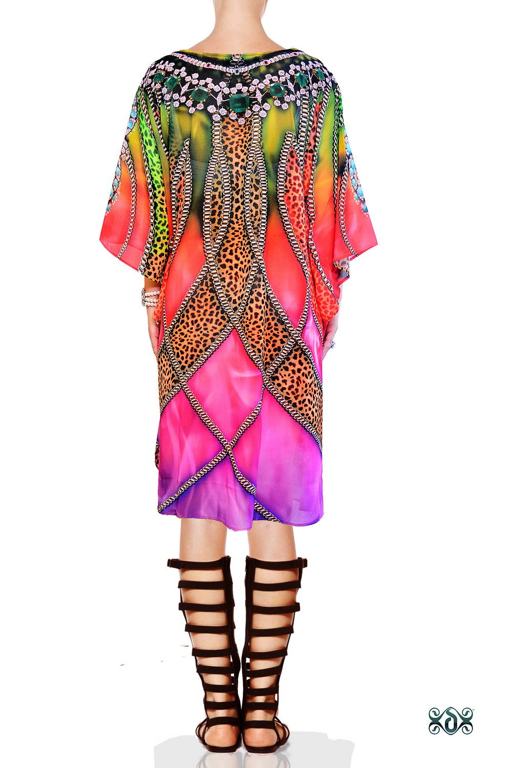 Devarshy Digital Print Short Georgette Kaftan Bust Size: 56 Inch (In)