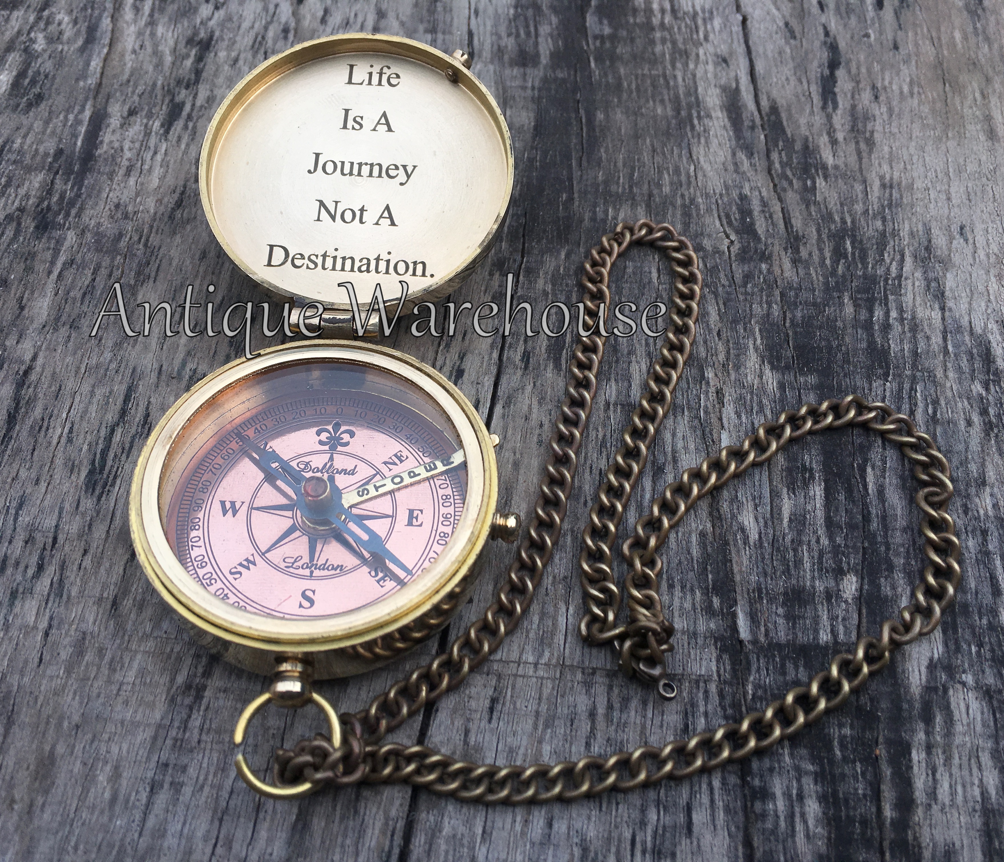 Nautical Brass Working Compass With Chain