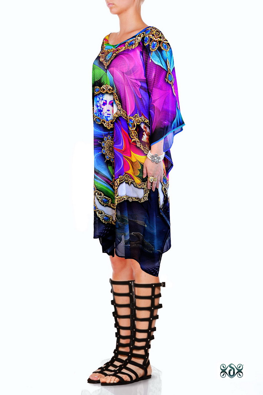 Digital Print Short Georgette Kaftan Bust Size: 56 Inch (In)