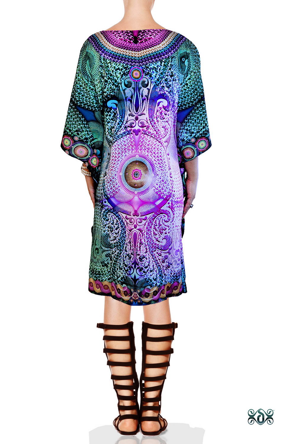 Digital Printed Kaftan - Crepe Fabric, 35-37 Inches Length | Hand Embellished With Premium Crystals, Breathable And Washable, Plus Size Available, All Season Wear
