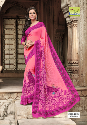 Pink Designer Georgette Saree