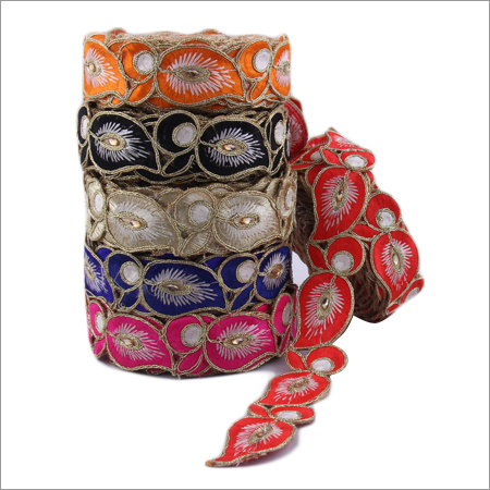 Garment Cut Work Lace - Silk Material 2-3 Cm Width | Embroidered Pattern With Decorative Bead Accents One-sided Elegance