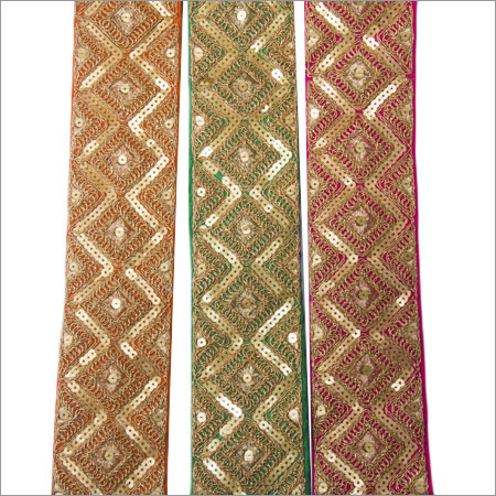 One Sided Embroidered Laces - Cotton with Sequins, 1.88-3 Inch Width | Embroidered One Sided Design, Decorative Elegance for Crafts and Fashion