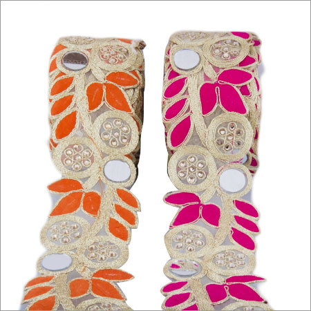 One Sided Embroidered Laces - Cotton With Sequins, 1.88-3 Inch Width | Embroidered One Sided Design, Decorative Elegance For Crafts And Fashion