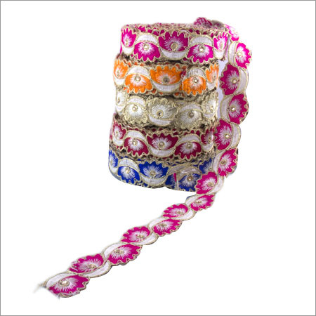 One Sided Embroidered Laces - Cotton With Sequins, 1.88-3 Inch Width | Embroidered One Sided Design, Decorative Elegance For Crafts And Fashion