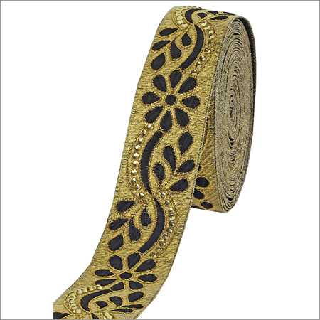 Maharani Lace - Mono Net & Silk Material, Width 2-3 Inches | One Sided Fancy Lace With Shiny Sequins, Perfect For Sari & Dupatta Embellishment