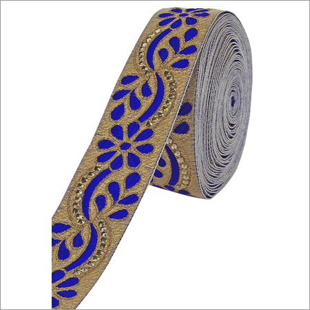 Maharani Lace - Mono Net & Silk Material, Width 2-3 Inches | One Sided Fancy Lace With Shiny Sequins, Perfect For Sari & Dupatta Embellishment