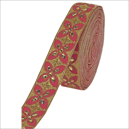 Maharani Embroidered Laces - Mono Net & Velvet Fabric | 2-3 Inch Width, Embroidered Pattern with Decorative Stones