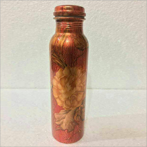 Brown Flower Print Water Bottle