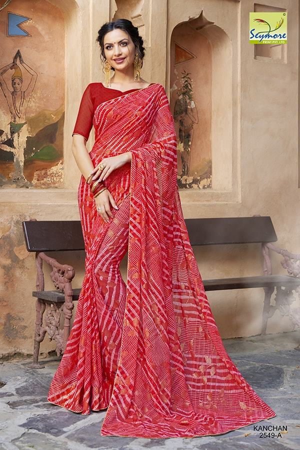 Designer Printed Sarees - Georgette Fabric, Multi Color, Bollywood Style | Elegant Printed Design For Festive Occasions And Gatherings