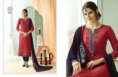 Red Fency Embrodar With Nazneen Dupatta