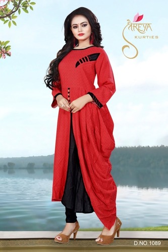 Red Ladies Designer Long Kurtis