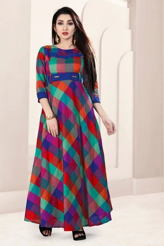 Cool Dry Ladies Check Long Kurtis