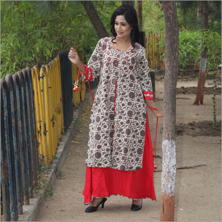 Ladies Fashionable Kurtis - Cotton , Long Sleeve , Modern Style | Alluring Printed Design for Rainy and Summer Seasons in Sizes M, L, XL, XXL