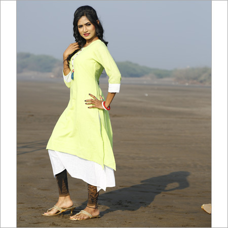 Ladies Plain Kurtis - Cotton, M/L/XL/XXL, Yellow | Cool Dry, Quick Dry, Washable, Modern Long Sleeve, Perfect for Summer and Rainy Seasons