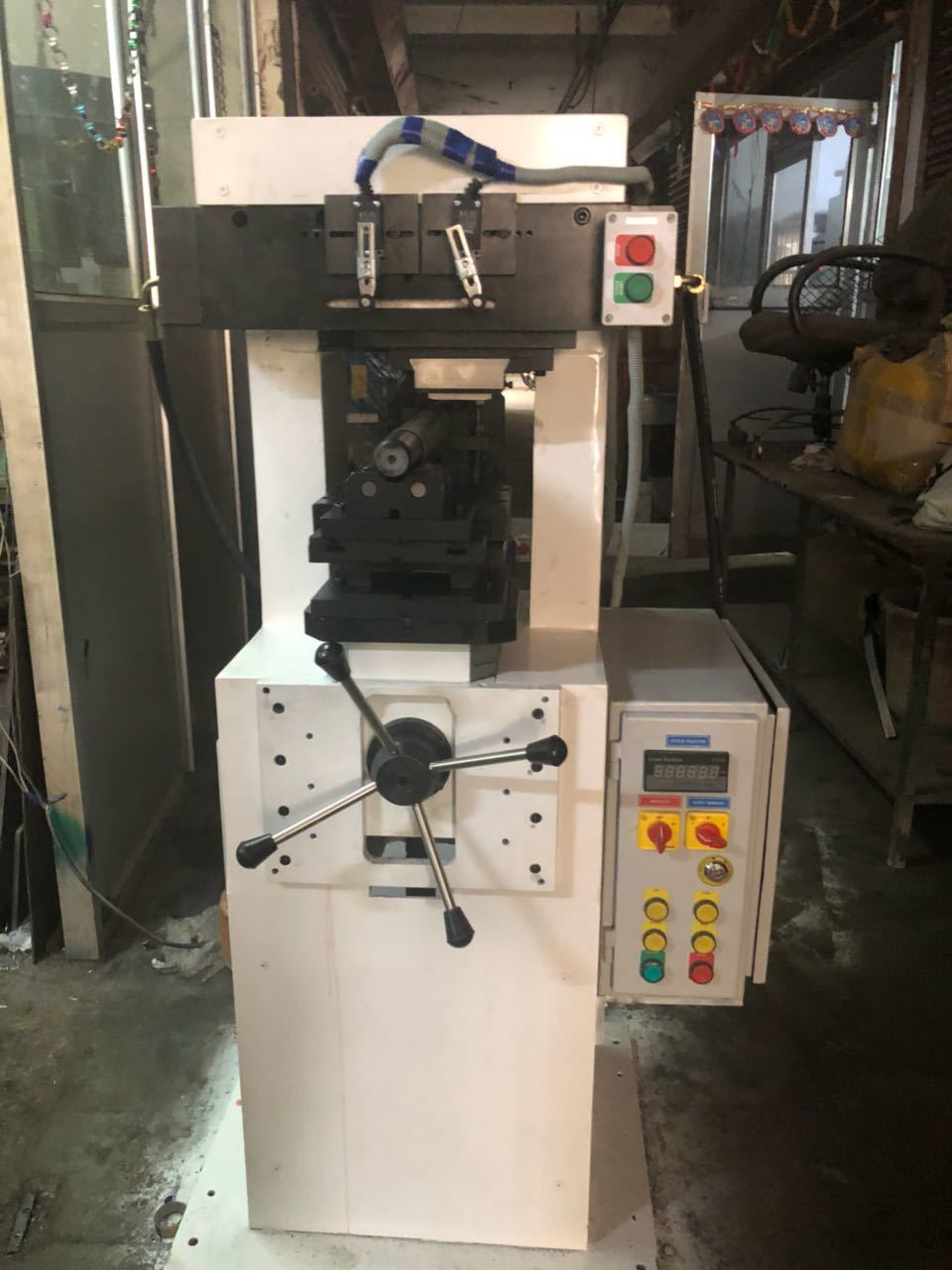 Hydraulic Roll Marking Machine - Max Dia 75mm , Blue & Silver Finish, Low Set-up Time & High Output Rates, Ideal For Cylindrical Components