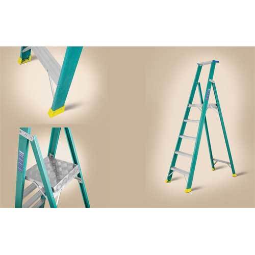 Fiberglass Platform Ladder - 2000mm Length, 3+1 Steps | Slip Resistant, Fire Retardant, Foldable Design, Tool Tray, Heavy Duty Structure
