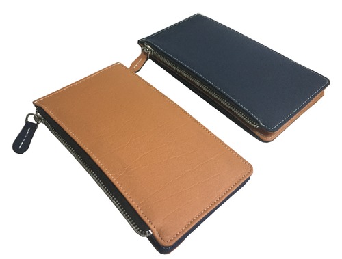 Womens Card Holder - Leather, 4x7 Inches, Tan | Zipper Closure, Holds 10-15 Cards, Compact Durable Design
