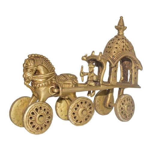 Golden Brass Wheel Horse - 16Cm