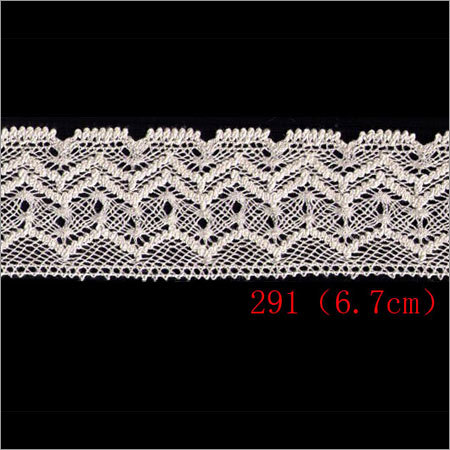 Cotton Lace - 6.7 Cm Width, White Chevron Pattern | Premium Quality, Colorfast Design, Hand Washable