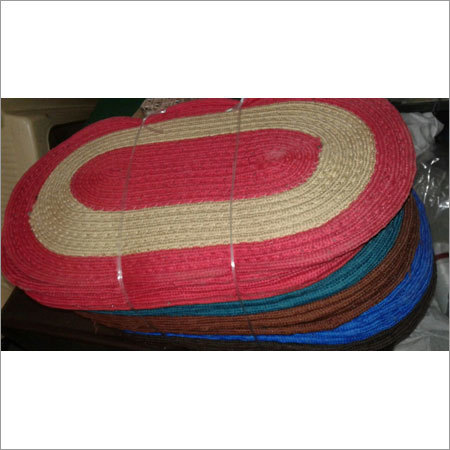 Designer Door Mats - Coir Material, 24x36 Inches Oval - Red Hand-Woven, 1.5 kg Weight, 1 cm Thickness