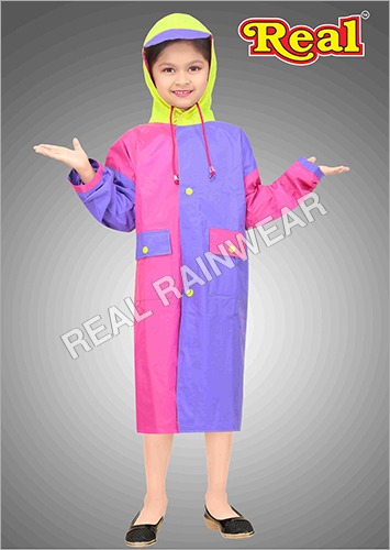 Daffodil Girls Raincoats - Polyester Waterproof Long Coat | Purple and Pink, Front Pockets, For Ages 7-15