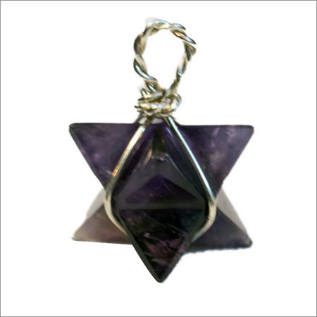 Amethsyt Markaba वायर रैप लॉकेट