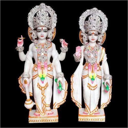 Sculpture Vishnu Laxmi Marble Statue