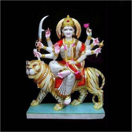 Goddess Durga Statue - Marble Material, Customized Colors and Logos | Painted & Polished Finish, Ideal for Home and Outdoor Decoration