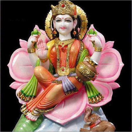 Lord Laxmi Statue - Marble, Hand-Painted and Polished Finish | Customized Colors, Logos, and Packaging for Home and Outdoor Decoration