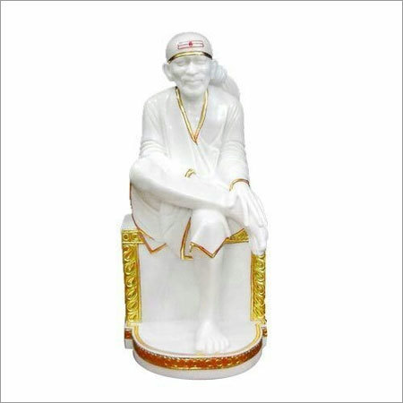 White Marble Sai Baba Statue - Handcrafted Durable Design | Customized Color, Polished Finish, Ideal for Home Decoration and Religious Activities