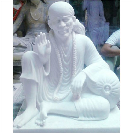 White Marble Sai Baba Statue - Polished Finish, White Color, Customized Options Available For Logo And Packaging | Perfect For Outdoor Decoration, Religious Activities, And Parties